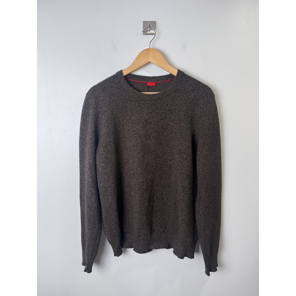 Isaia Men Brown Lana Wool Crewneck Sweater Size Medium